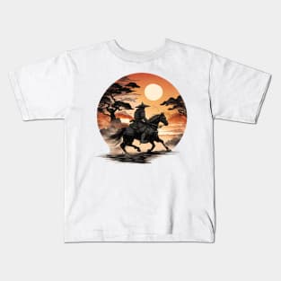 Samurai In A Sunset Kids T-Shirt